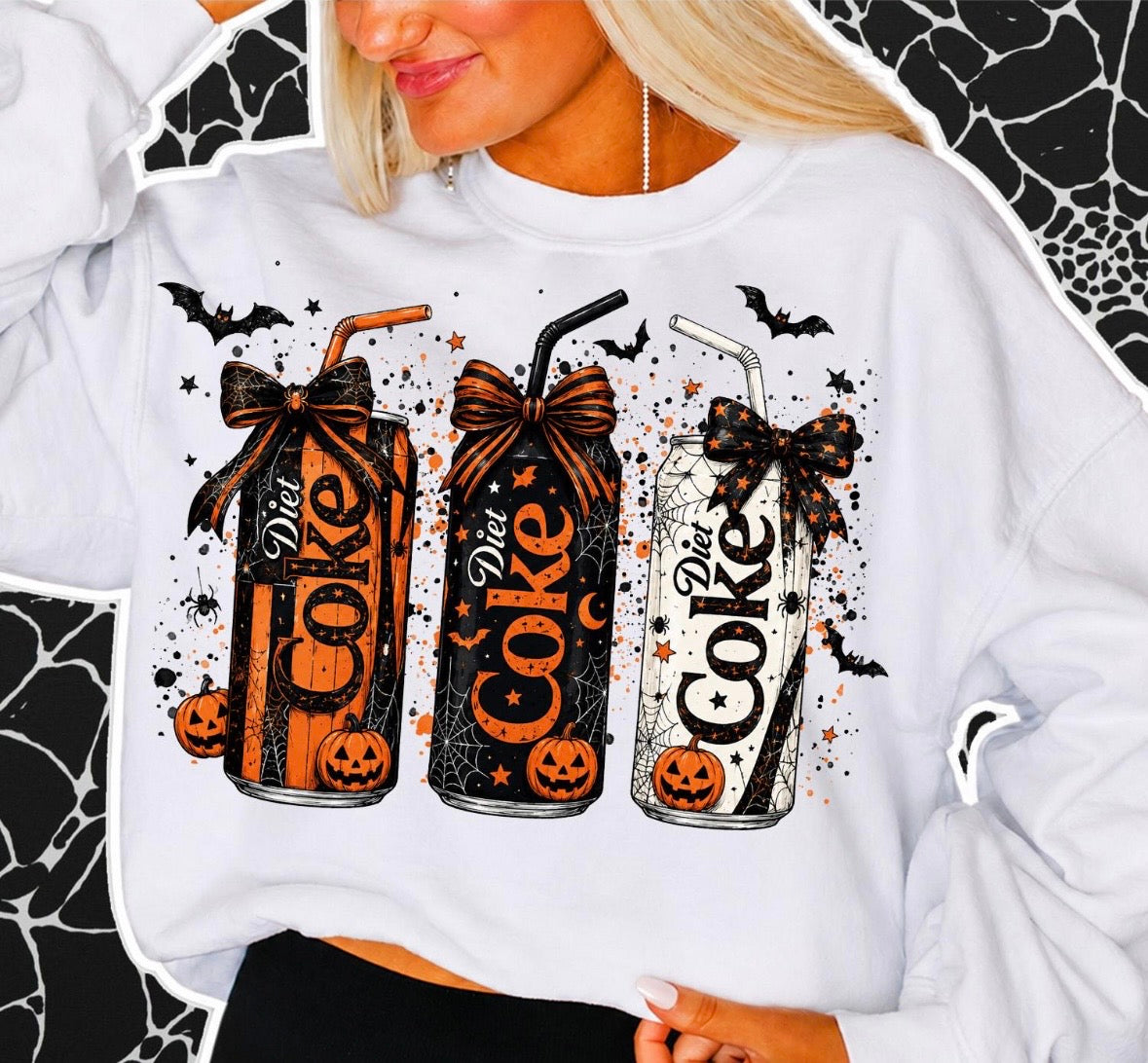 halloween diet cokes clear film screen print