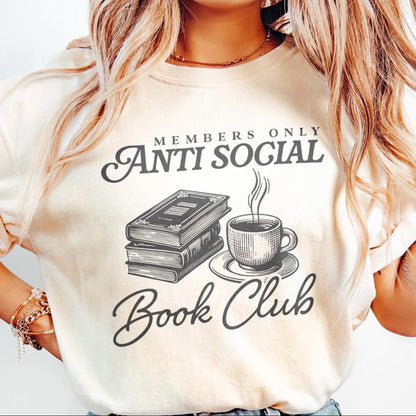 anti social book club screen print transfer