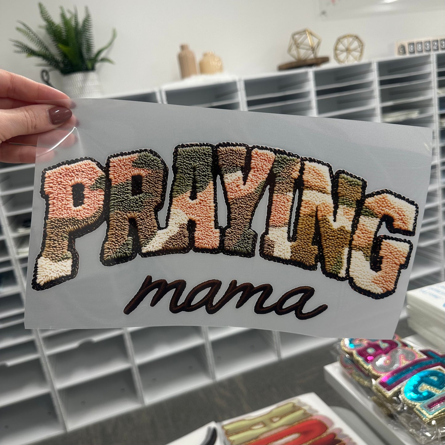 Praying Mama clear film screen print