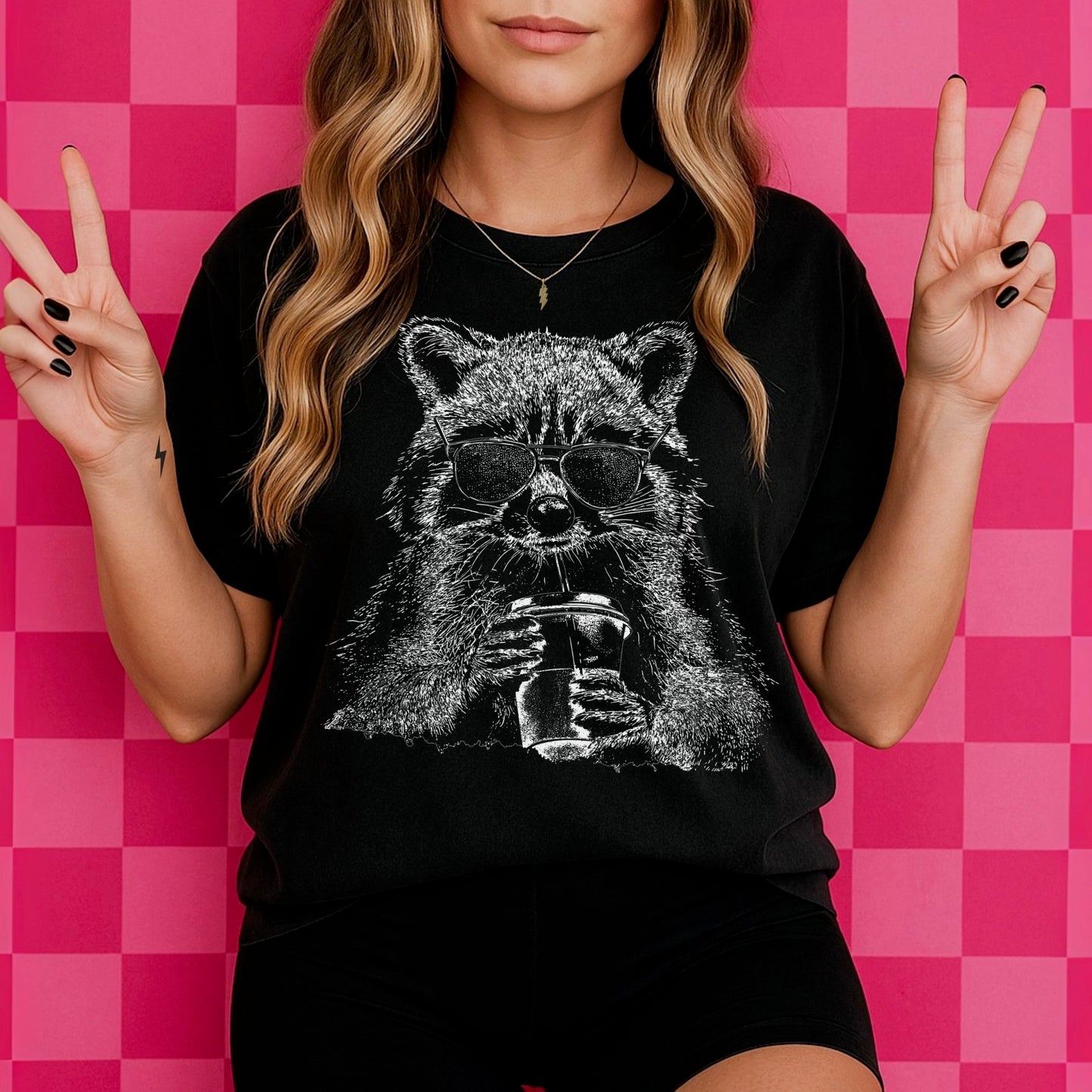 coffee raccoon screen print transfer•