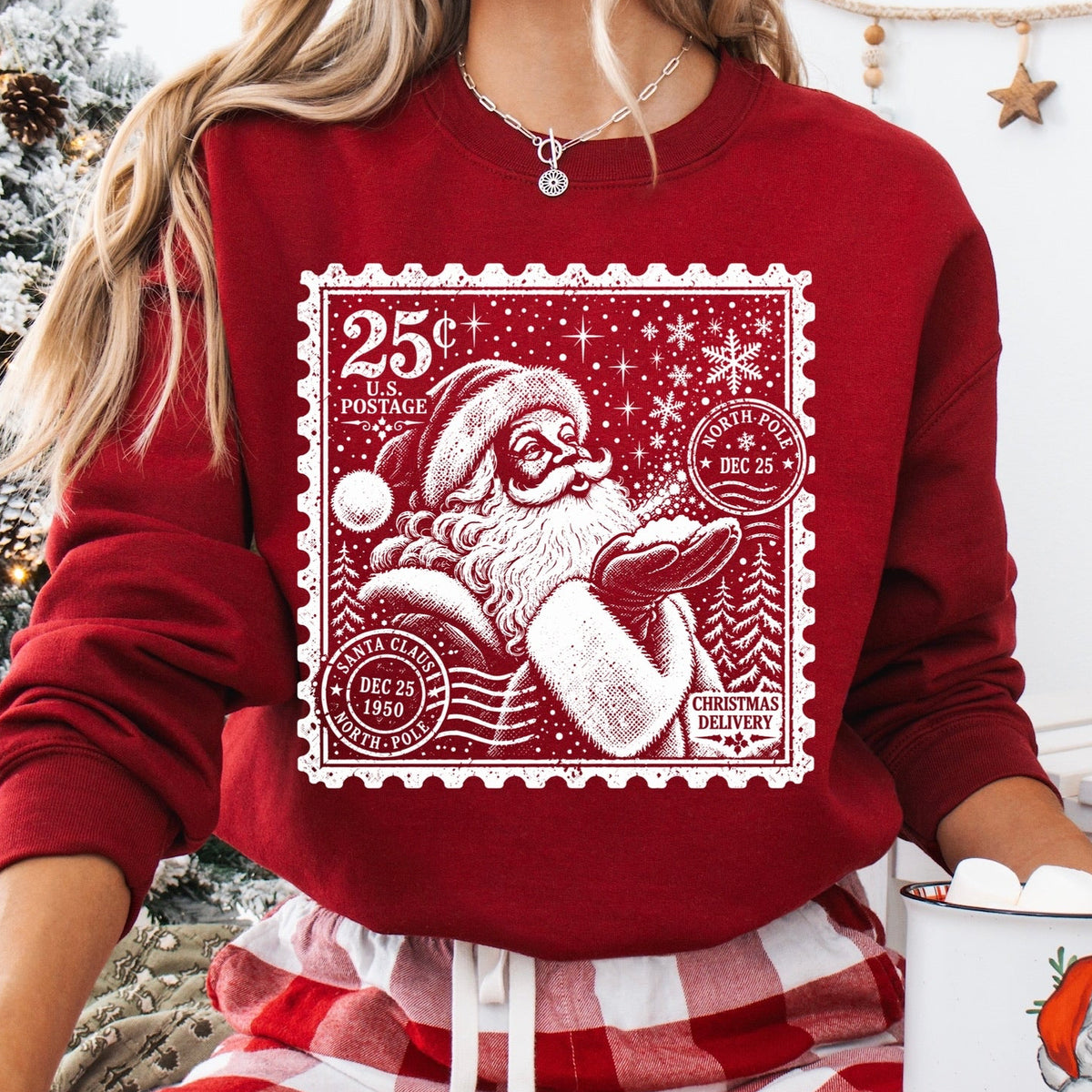 santa stamp screen print transfer