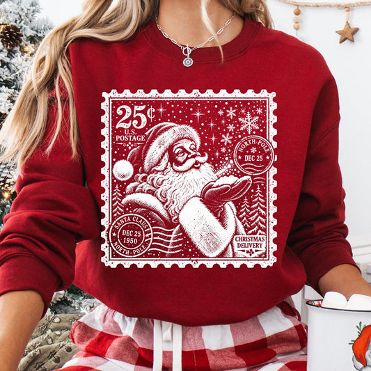 santa stamp screen print transfer