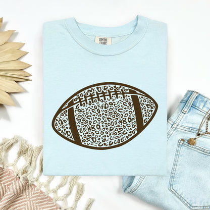 Leopard football brown ink screen print transfer•