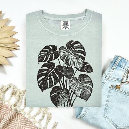 monstera plant screen print transfer