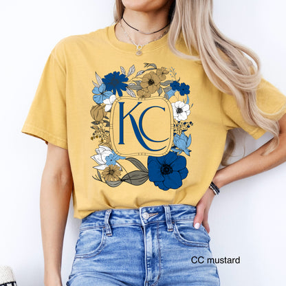 Blue & gold floral KC clear film transfer