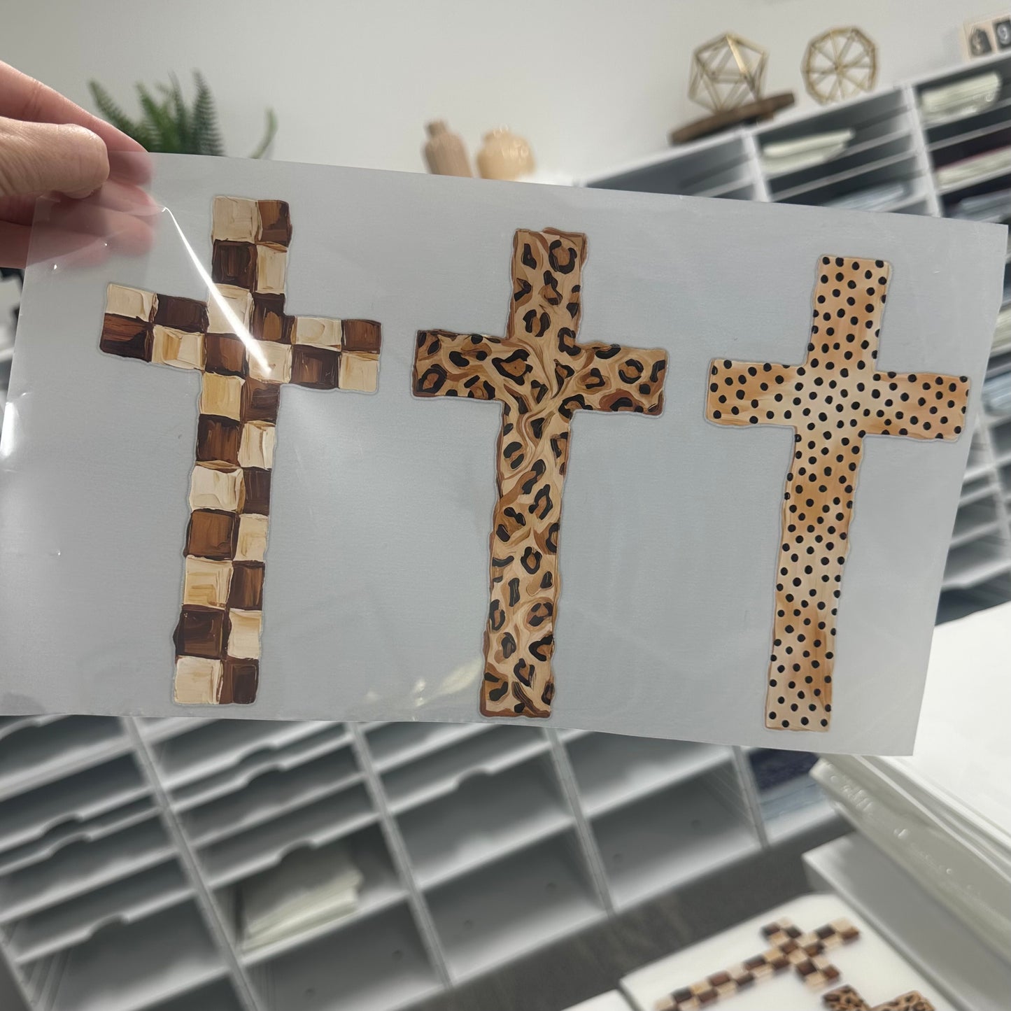 crosses mixed pattern clear film screen print