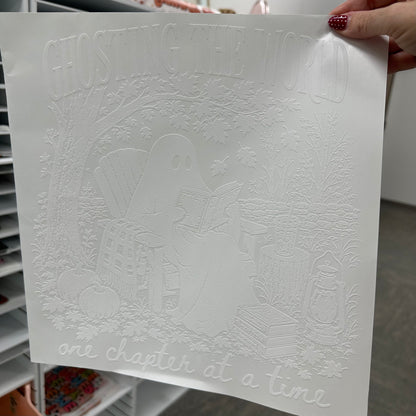 ghosting the world one chapter at a time screen print transfer
