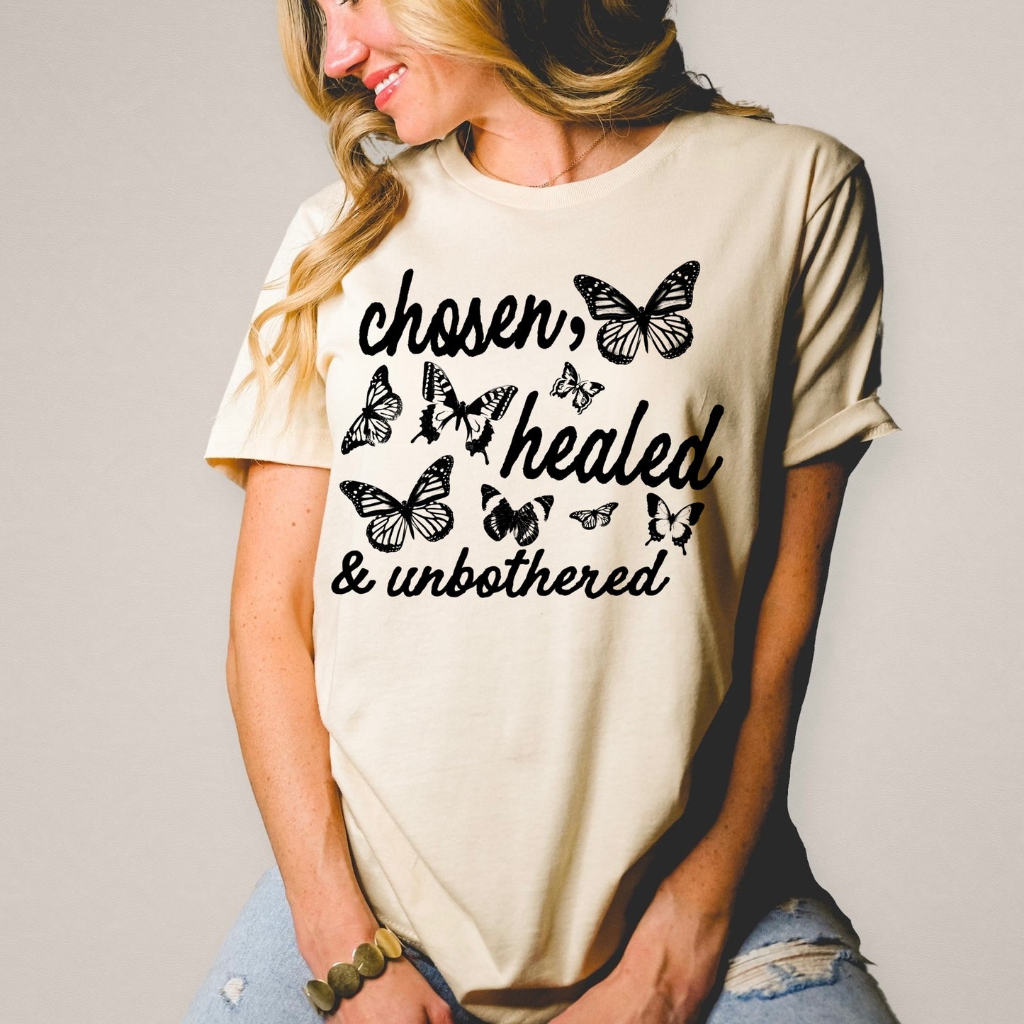 chosen, healed, & unbothered screen print transfer•