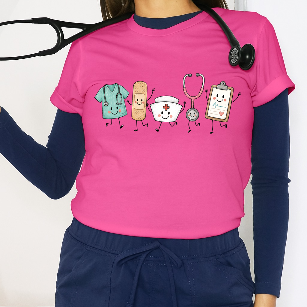 nurse happy doodles clear film screen print