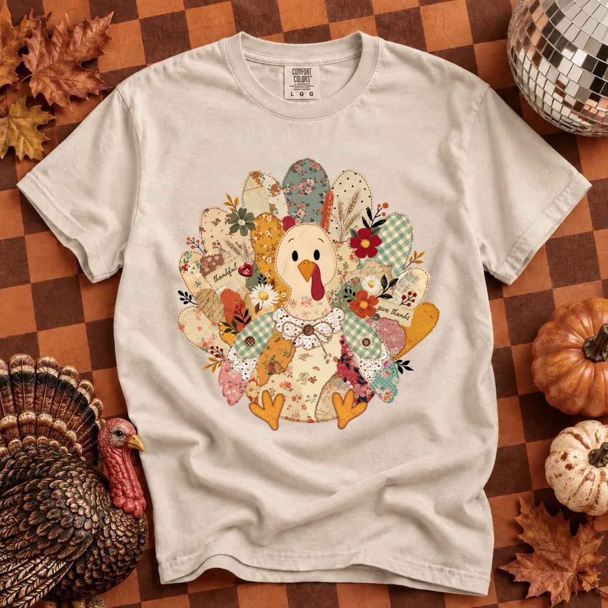 patchwork turkey clear film screen print