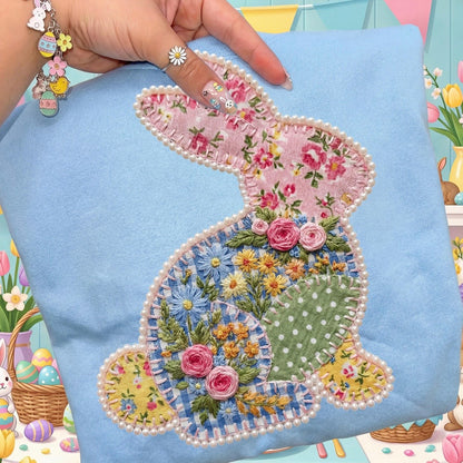 patchwork bunny clear film screen print