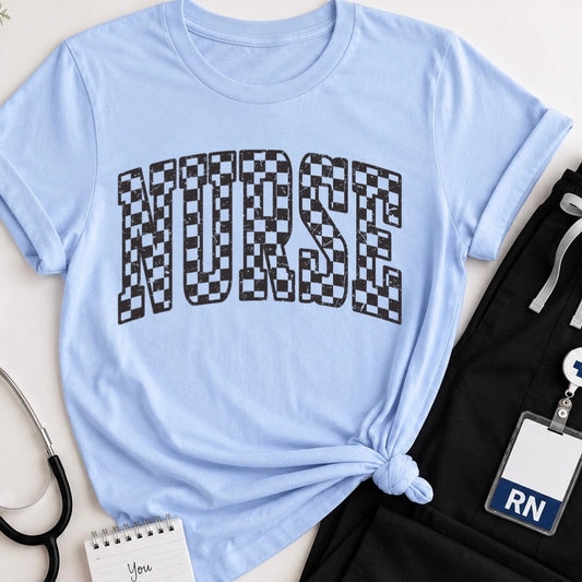 checker NURSE screen print transfer•