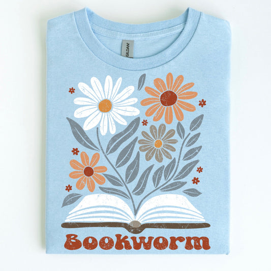 FLORAL BOOKWORM clear film transfer