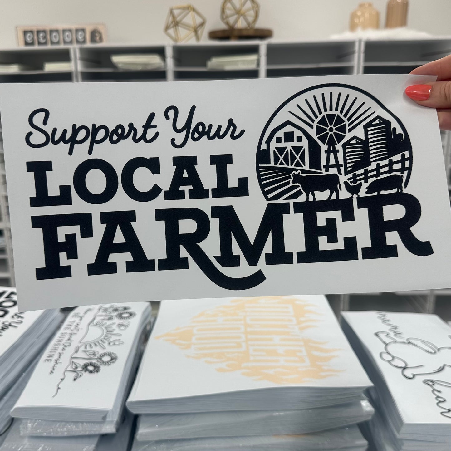 support your local farmer screen print transfer•