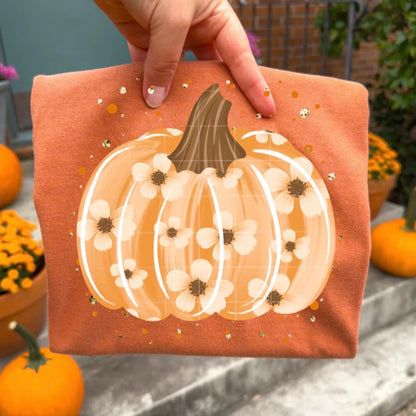 floral pumpkin clear film screen print