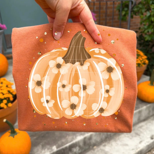floral pumpkin clear film screen print