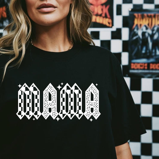 checker grunge mama screen print transfer