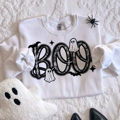 BOO lace screen print transfer•