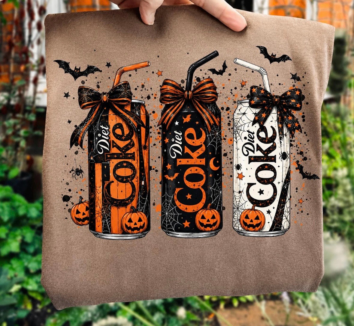 halloween diet cokes clear film screen print