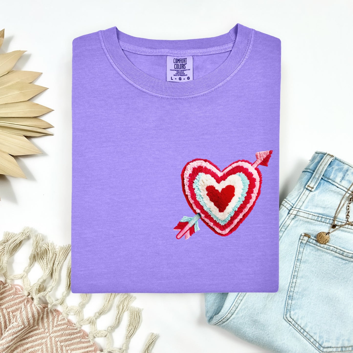 POCKET fluffy faux yarn heart