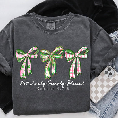 not lucky simply blessed clear film screen print