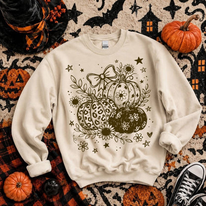 whimsy brown ink pumpkins screen print transfer•