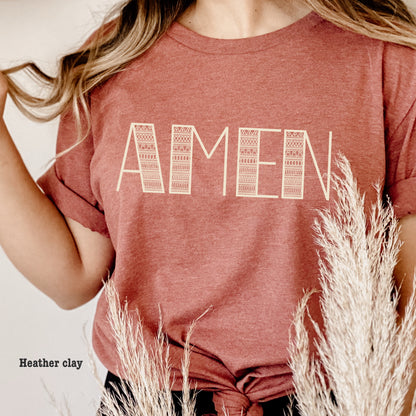 AMEN beige ink screen print transfer