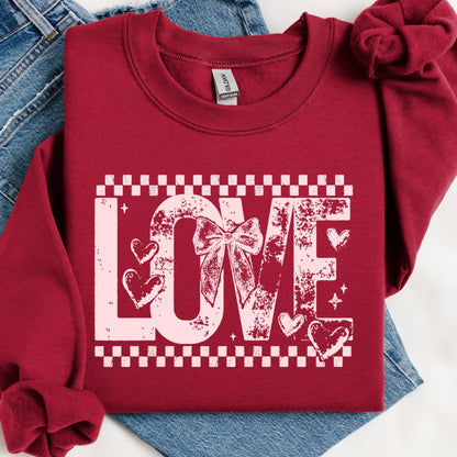 checker LOVE half tone screen print transfer