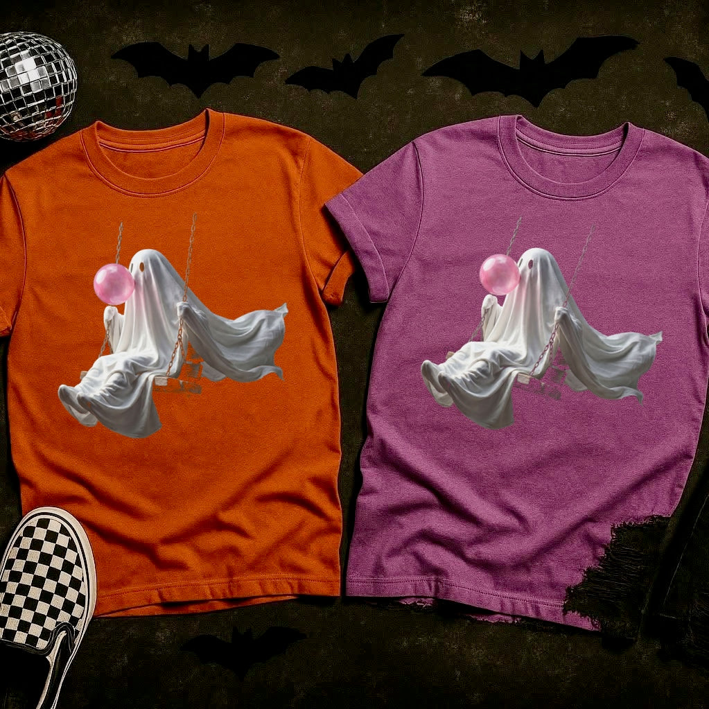 PRE-ORDER 5-7 biz day tat bubblegum swinging ghost DTF