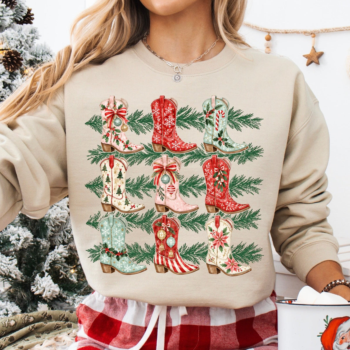 christmas cowgirl boots DTF PRE-ORDER 5-7 biz day tat