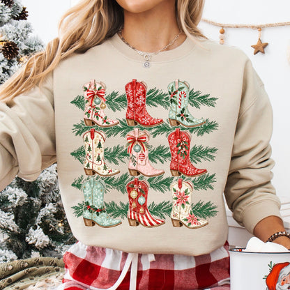 christmas cowgirl boots DTF PRE-ORDER 5-7 biz day tat