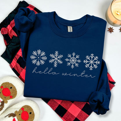 Hello Winter metallic SILVER ink screen print transfer