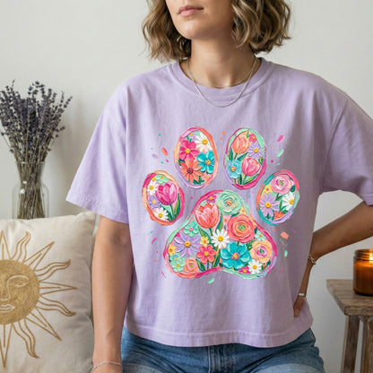 floral paw print clear film screen print