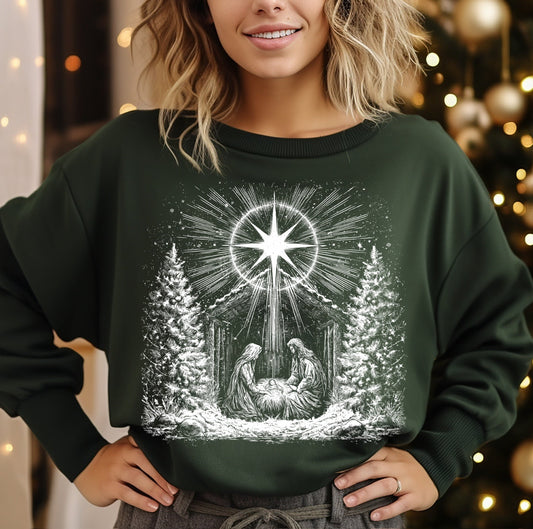 half tone nativity screen print transfer