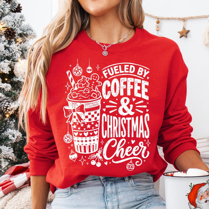 fueled by coffee & christmas screen print transfer