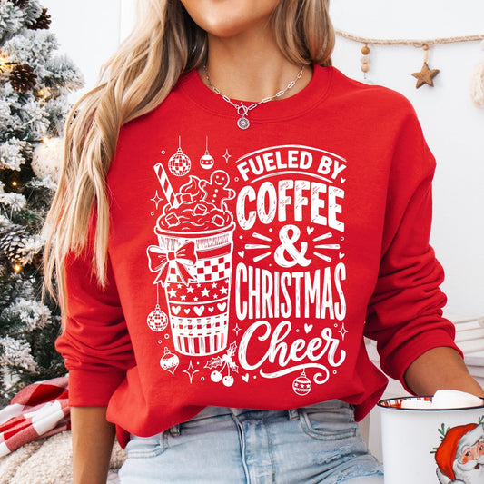fueled by coffee & christmas screen print transfer