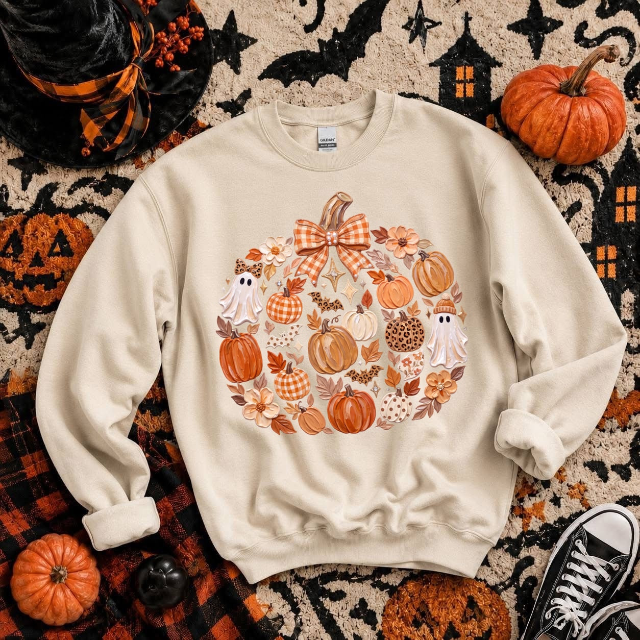 hand painted fall pumpkin clear film screen print