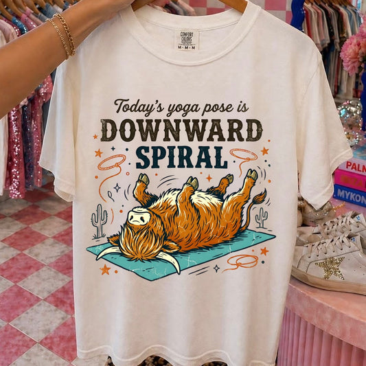 downward spiral clear film screen print•