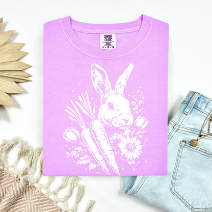 Spring bunny w/carrots screen print transfer•
