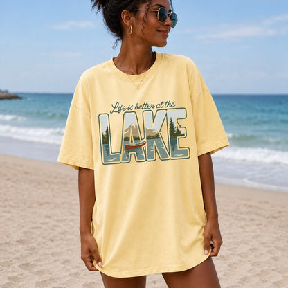 life is better at the lake clear film screen print
