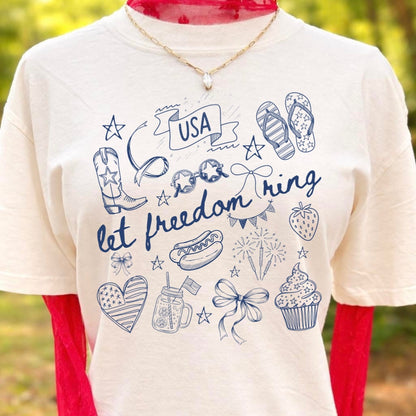 let freedom ring doodles screen print transfer