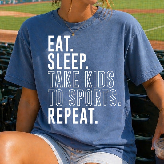 eat sleep take kids to sports screen print transfer•
