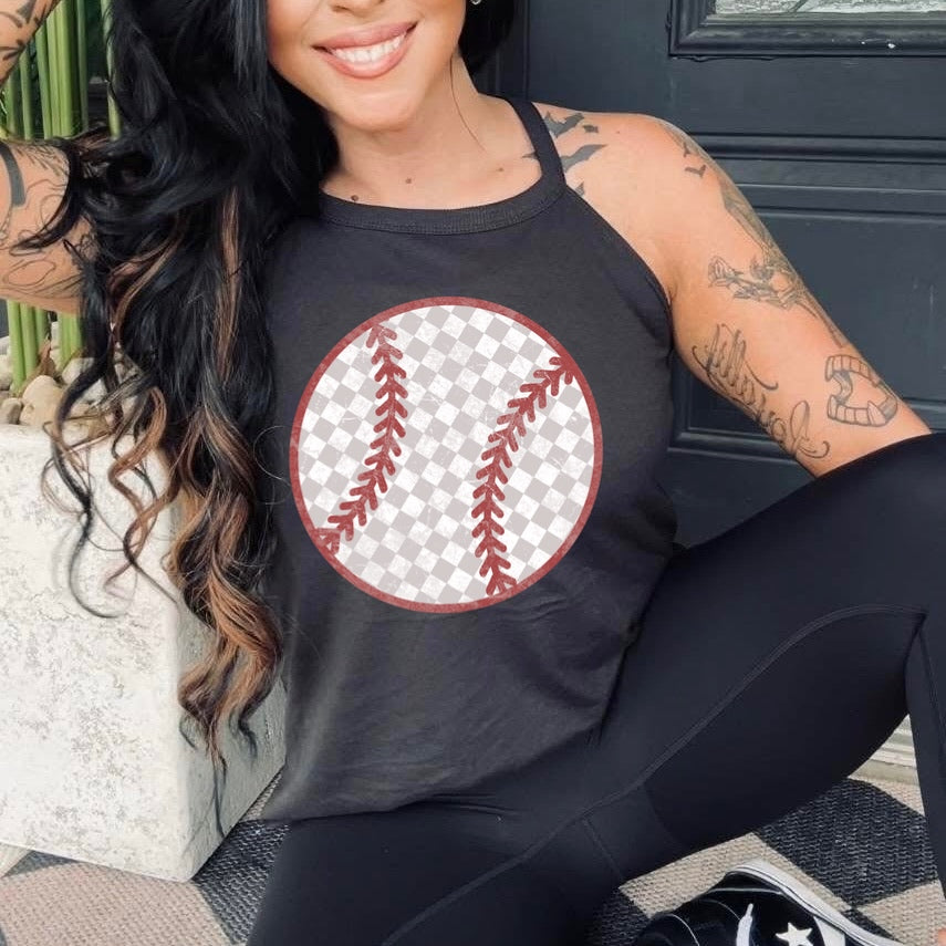 Grunge Baseball clear film screen print