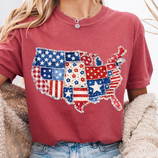 patchwork america clear film screen print