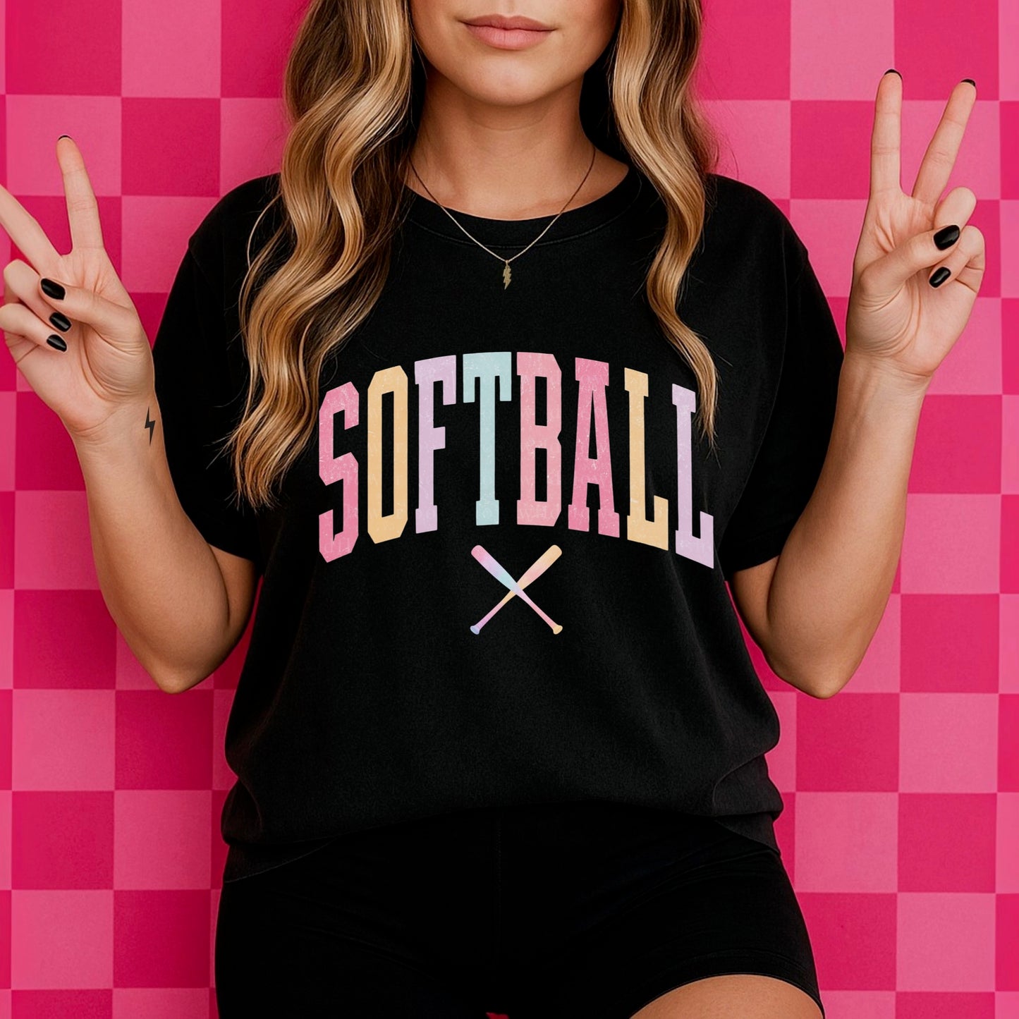 Softball pastels clear film screen print