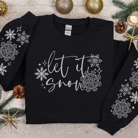 let it snow front + sleeves metallic silver