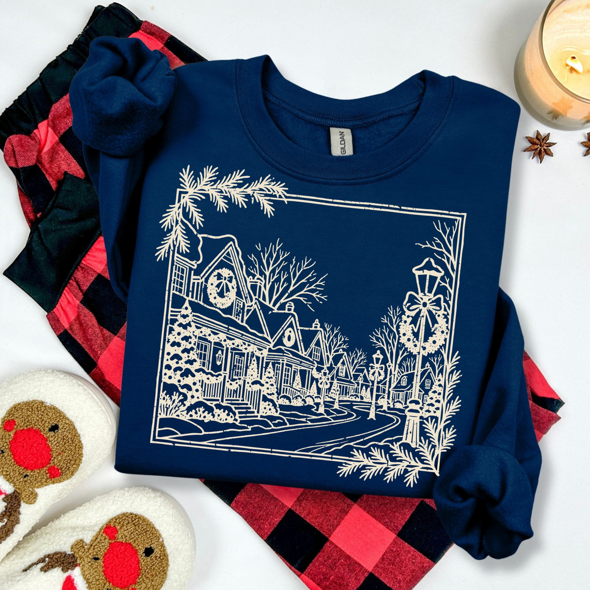 christmas village screen print transfer•