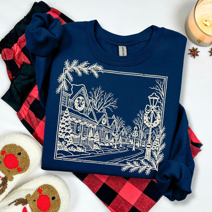 christmas village screen print transfer•