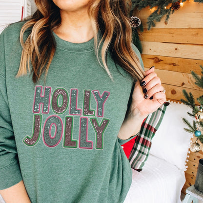 Sequins Patch - Holly Jolly pink + green