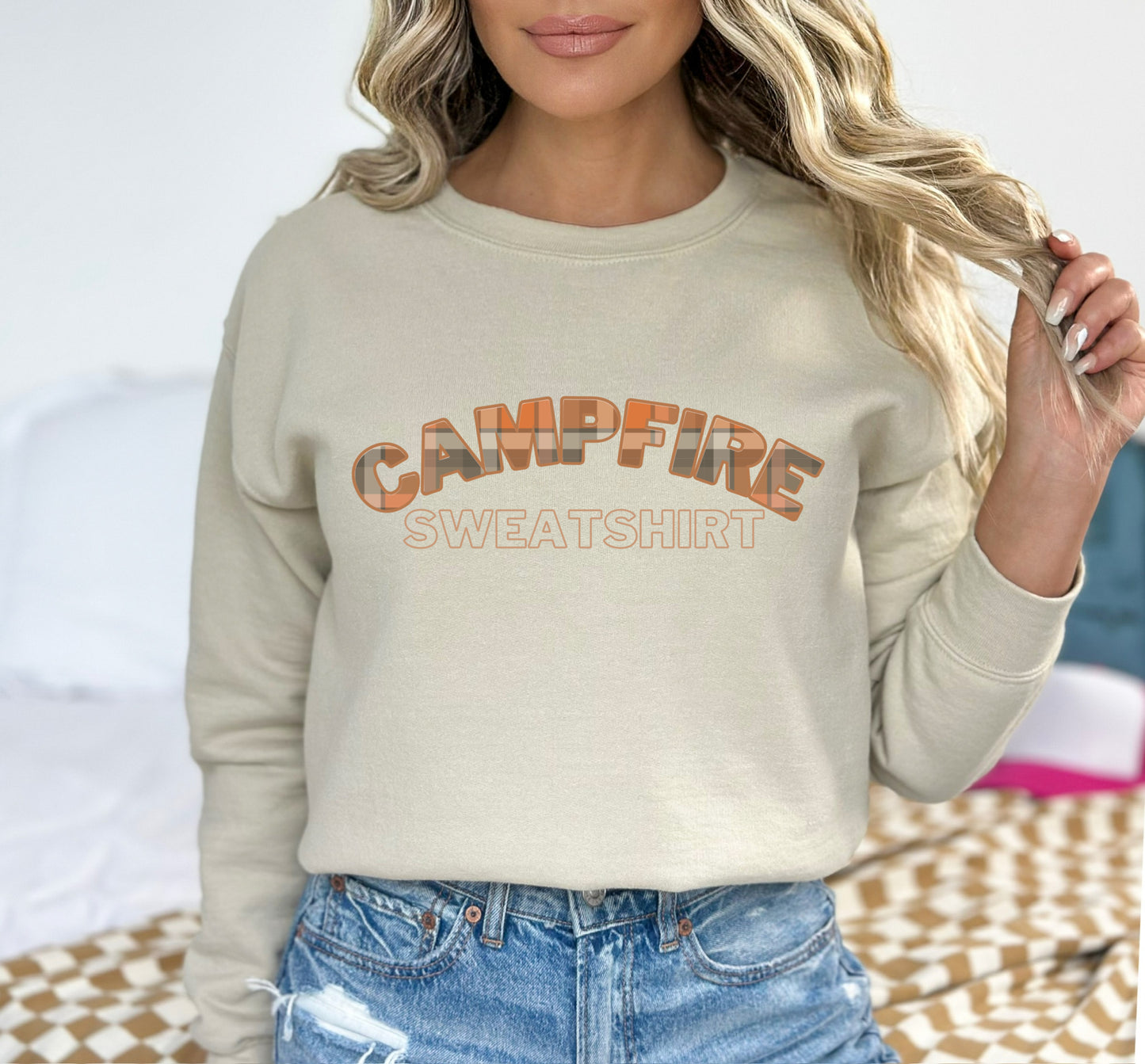 plaid campfire sweatshirt clear film transfer